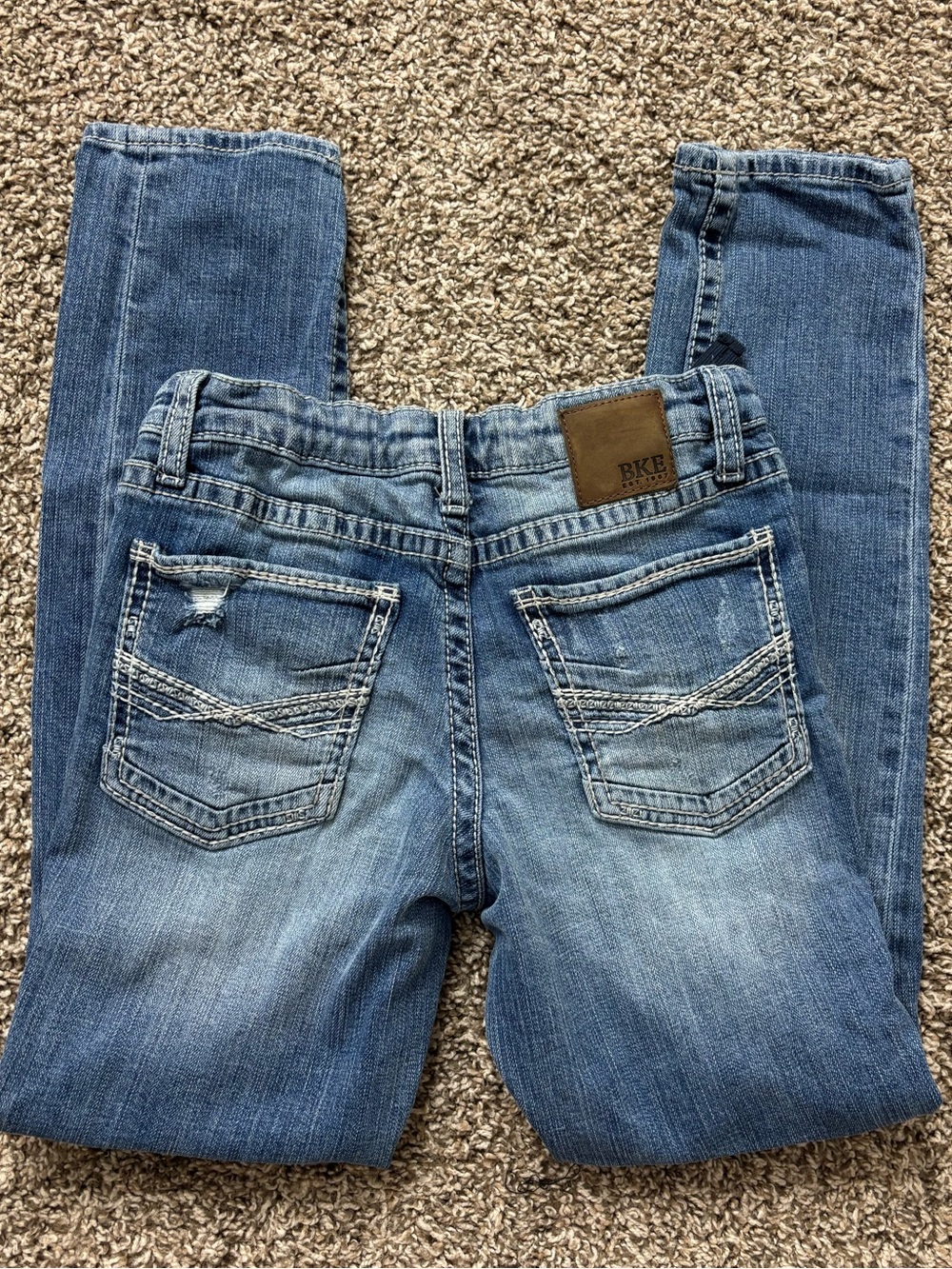 BKE Kids Conner Taper Medium Blue Distressed Denim Jeans Western Boy 14